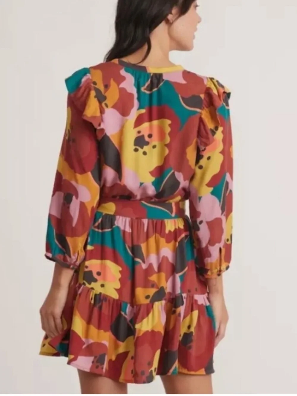 Marine Layer Elise Mini Dress Exploded Floral Belted Pockets Size S - Picture 2 of 10